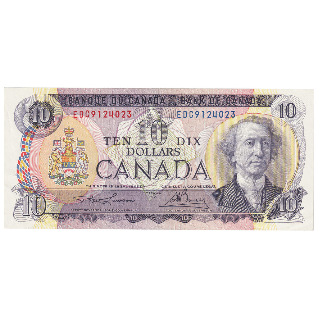 BC-49c-i 1971 Canada $10 Lawson-Bouey, EDC, Almost Uncirculated (AU50)