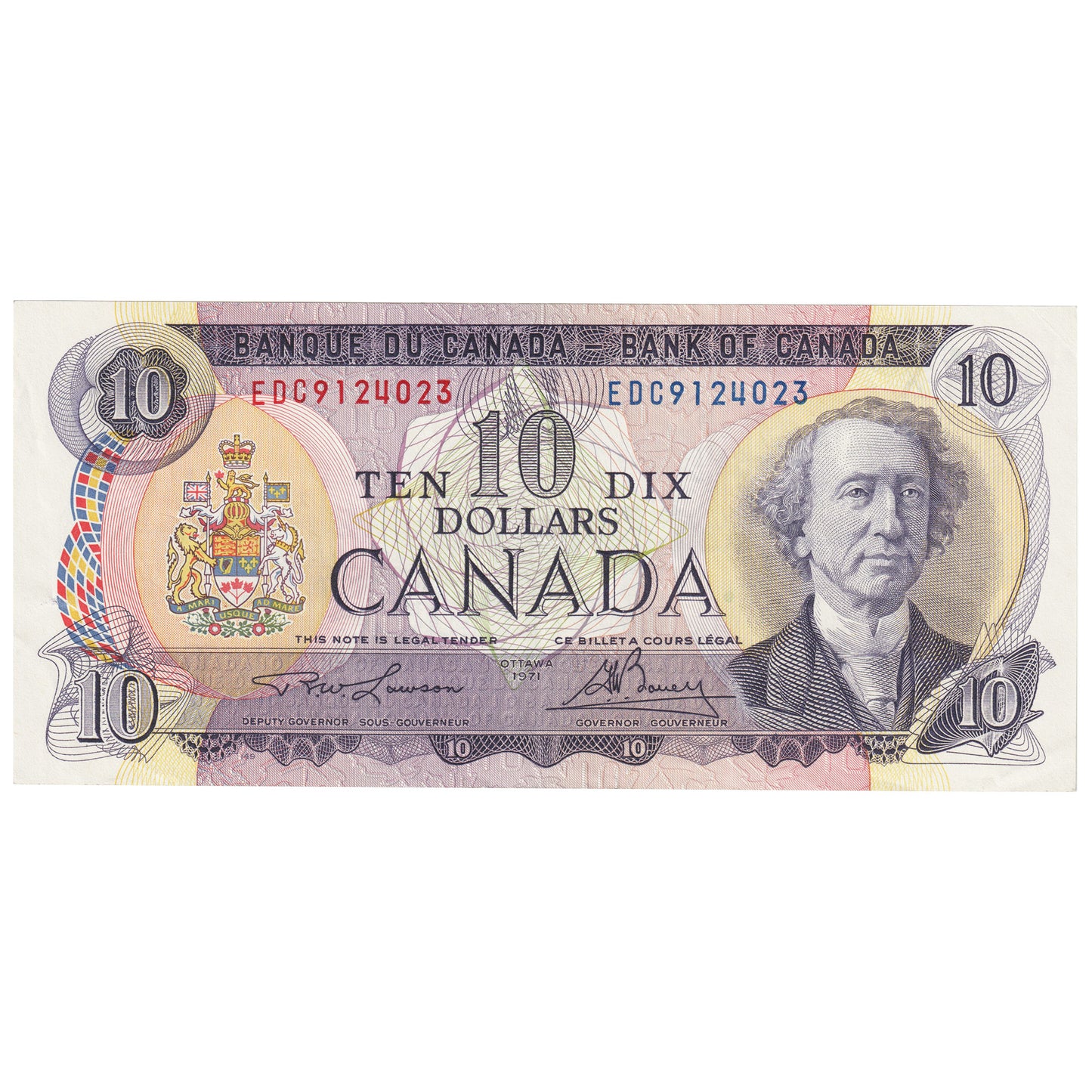 BC-49c-i 1971 Canada $10 Lawson-Bouey, EDC, Almost Uncirculated (AU50)