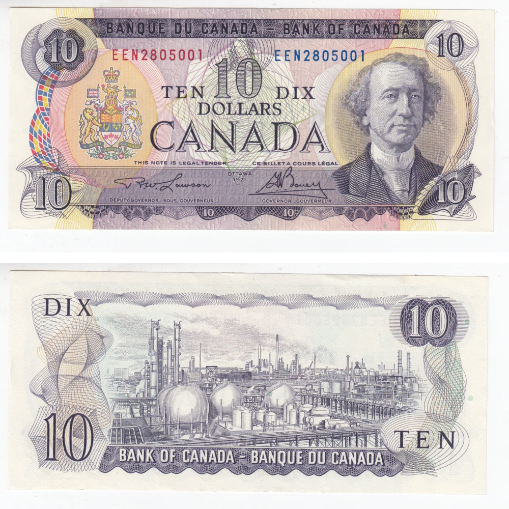 BC-49c-i 1971 Canada $10 Lawson-Bouey, EEN, AU-UNC (AU55)