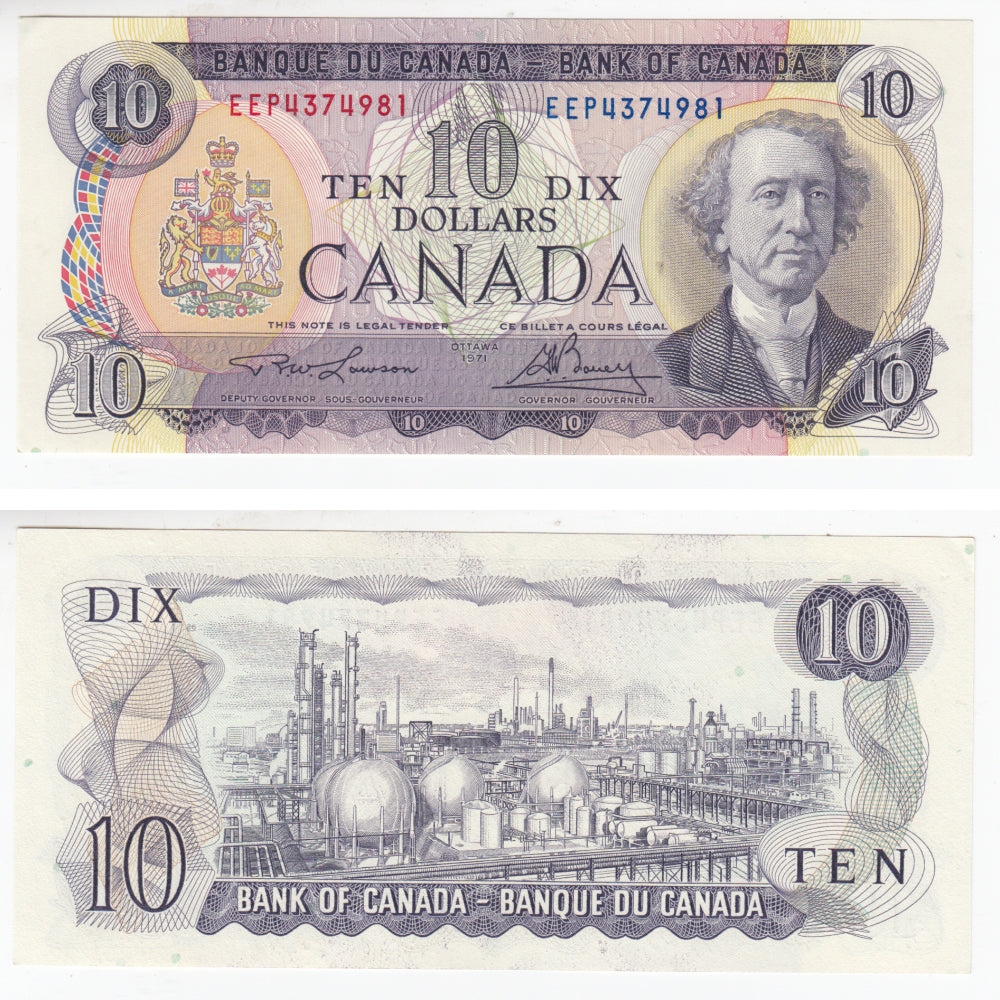 BC-49c-i 1971 Canada $10 Lawson-Bouey, EEP, AU-UNC (AU55)