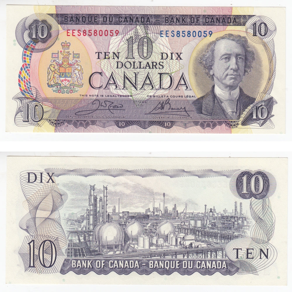 BC-49d 1971 Canada $10 Crow-Bouey, EES, AU-UNC (AU55)