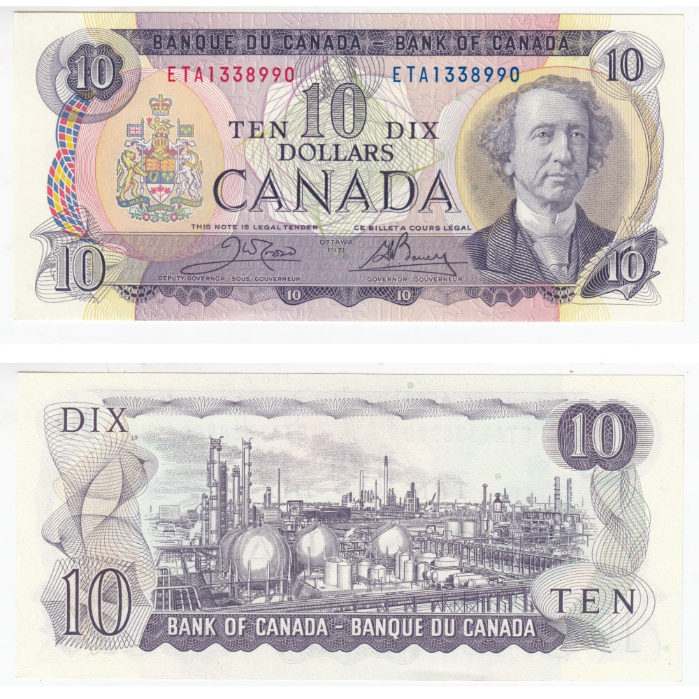 BC-49d 1971 Canada $10 Crow-Bouey, ETA, AU-UNC (AU55)