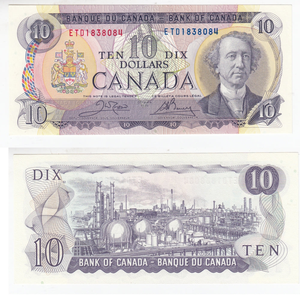 BC-49d 1971 Canada $10 Crow-Bouey, ETD, Choice Uncirculated (CUNC63)