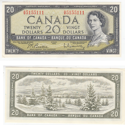 BC-41b 1954 Canada $20 Beattie-Rasminsky, G/W, AU-UNC
