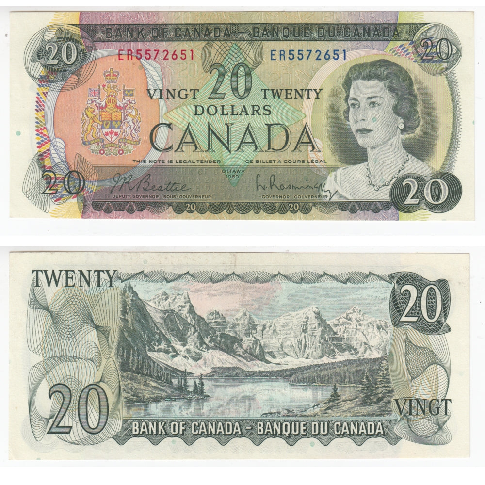 BC-50a 1969 Canada $20 Beattie-Rasminsky, ER, EF-AU (EF45)