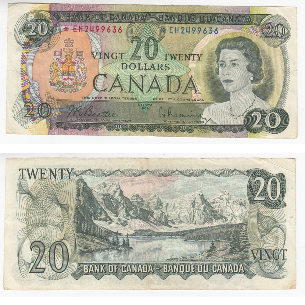 BC-50aA 1969 Canada $20 Beattie-Rasminsky, *EH, Extra Fine (EF40)