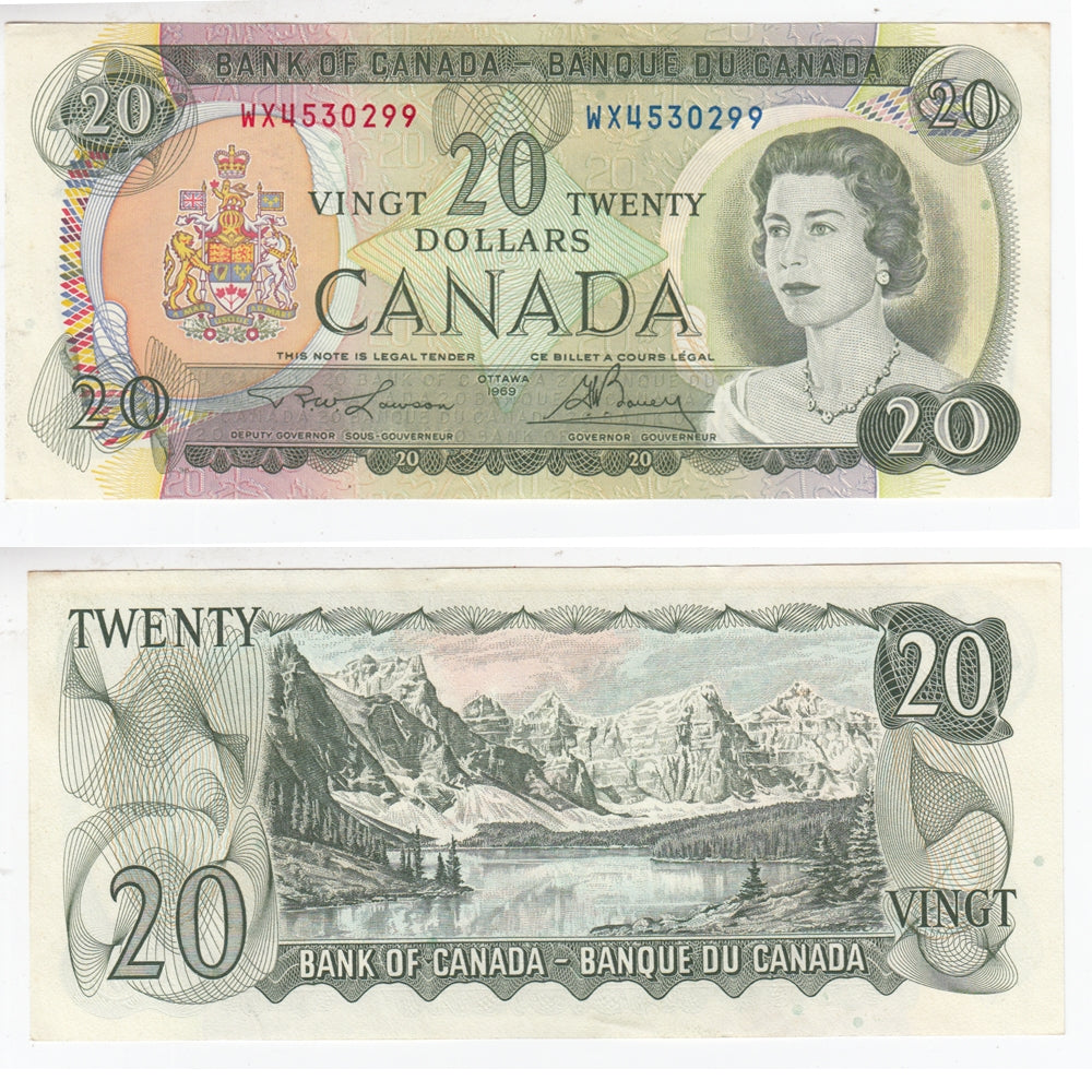 BC-50b 1969 Canada $20 Lawson-Bouey, WX, AU-UNC (AU55)
