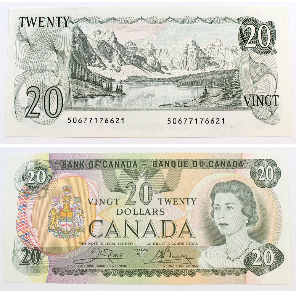 BC-54b 1979 Canada $20 Crow-Bouey, Steel Engraved, Uncirculated (MS60)