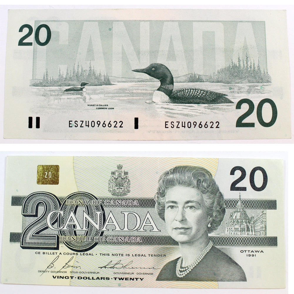 BC-58b 1991 Canada $20 Bonin-Thiessen, ESZ with BPN, Extra Fine (EF40)