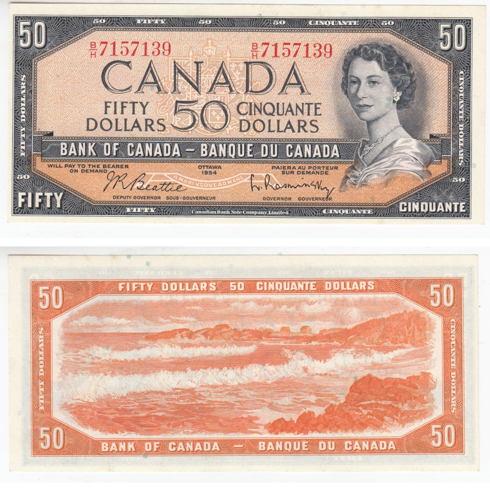 BC-42b 1954 Canada $50 Beattie-Rasminsky, B/H, Choice Uncirculated (CUNC63)