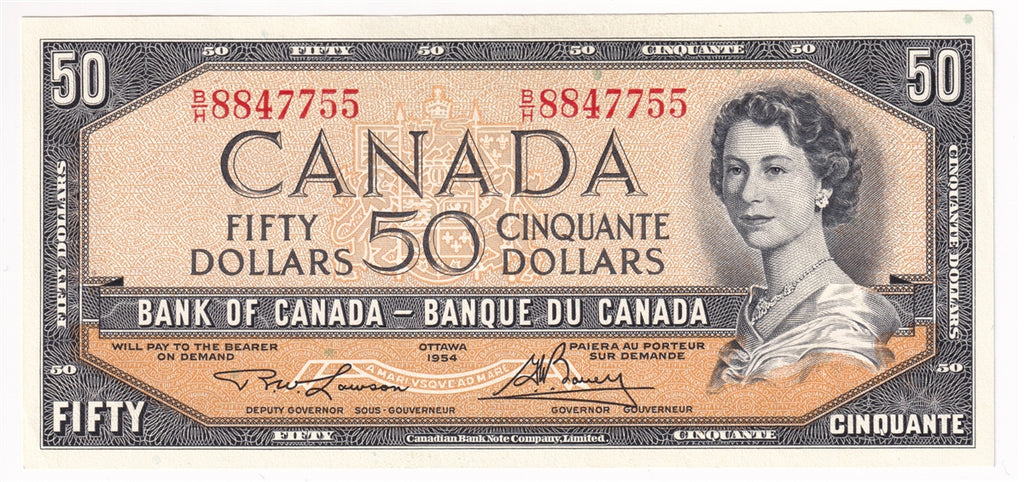 BC-42c 1954 Canada $50 Lawson-Bouey, B/H, AU-UNC (AU55)