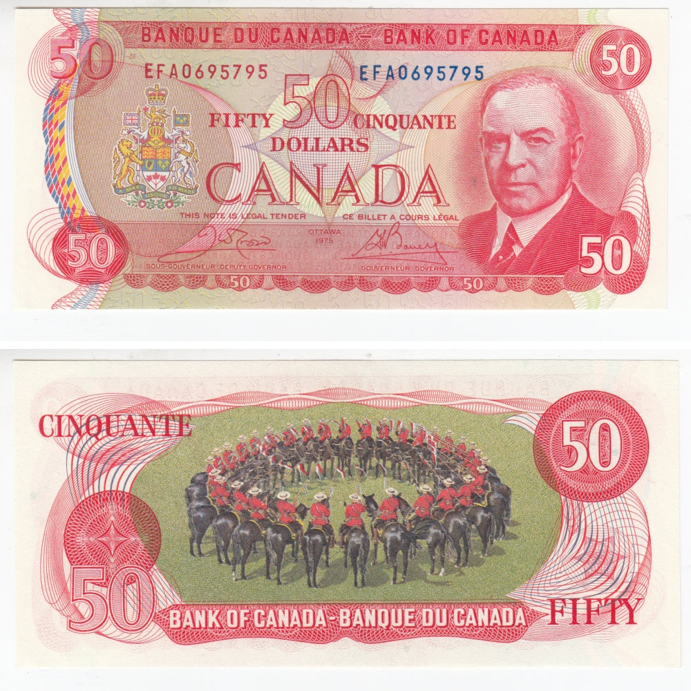 BC-51b 1975 Canada $50 Crow-Bouey, EFA, AU-UNC (AU55)