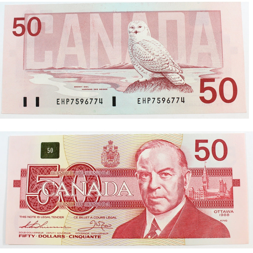 BC-59a 1988 Canada $50 Thiessen-Crow, EHP, AU-UNC (AU55)