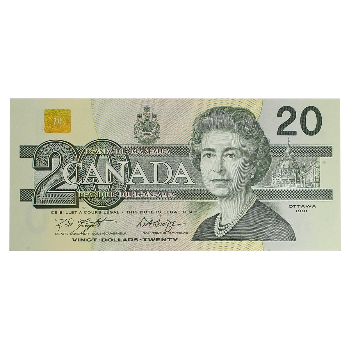 BC-58d-i 1991 Canada $20 Knight-Dodge, AYB, Uncirculated (MS60)