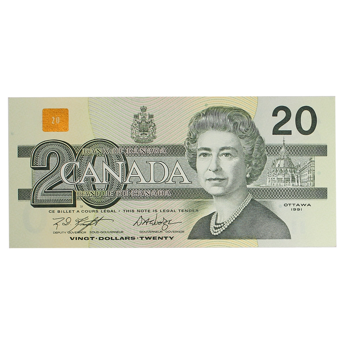 BC-58d-i 1991 Canada $20 Knight-Dodge, AYN, Uncirculated (MS60)