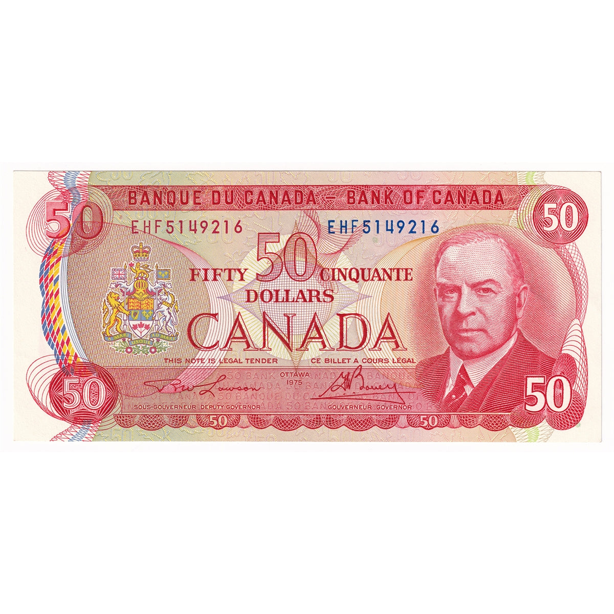 BC-51a-i 1975 Canada $50 Lawson-Bouey, EHF, Uncirculated (MS60)