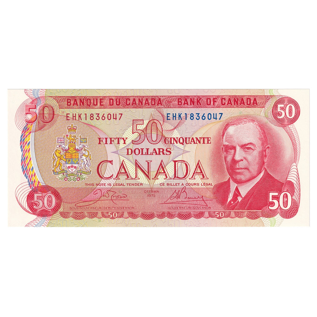 BC-51b 1975 Canada $50 Crow-Bouey, EHK, Choice Uncirculated (CUNC63)