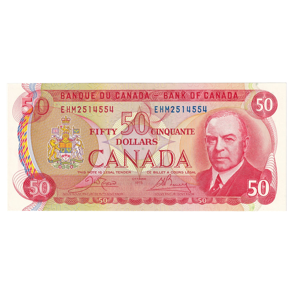 BC-51b 1975 Canada $50 Crow-Bouey, EHM, Choice Uncirculated (CUNC63)