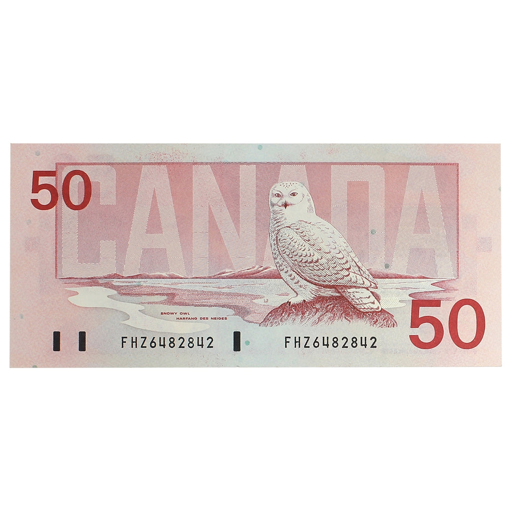 BC-59d 1988 Canada $50 Knight-Dodge, FHZ, Almost Uncirculated (AU50)