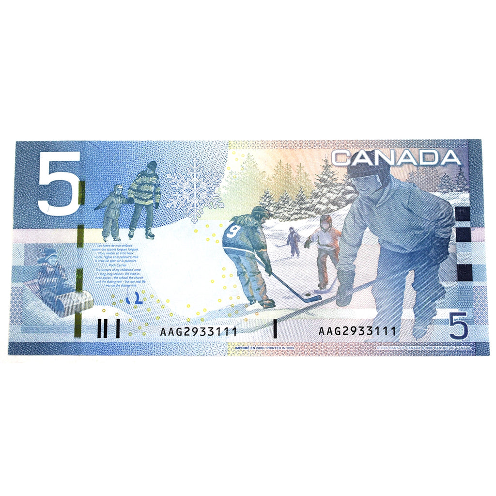 BC-67b 2009 Canada $5 Jenkins-Carney, AAG, Choice Uncirculated (CUNC63)