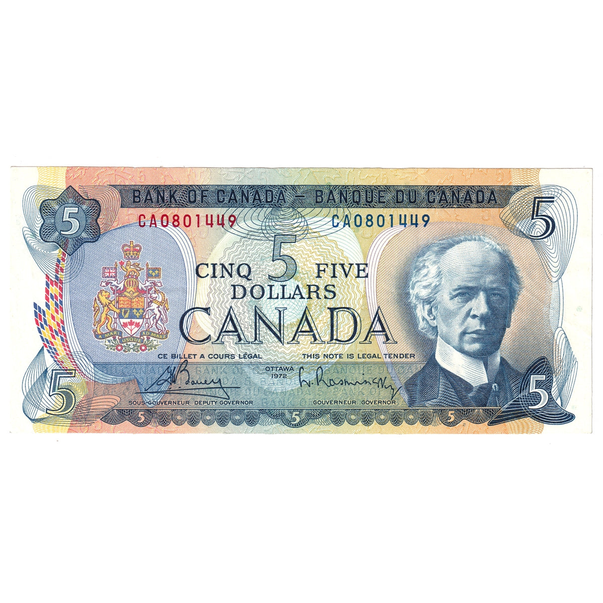 BC-48a 1972 Canada $5 Bouey-Rasminsky, CA, VF-EF