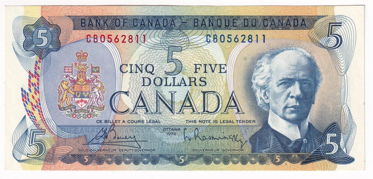 BC-48a 1972 Canada $5 Bouey-Rasminsky, CB, Uncirculated (MS60)