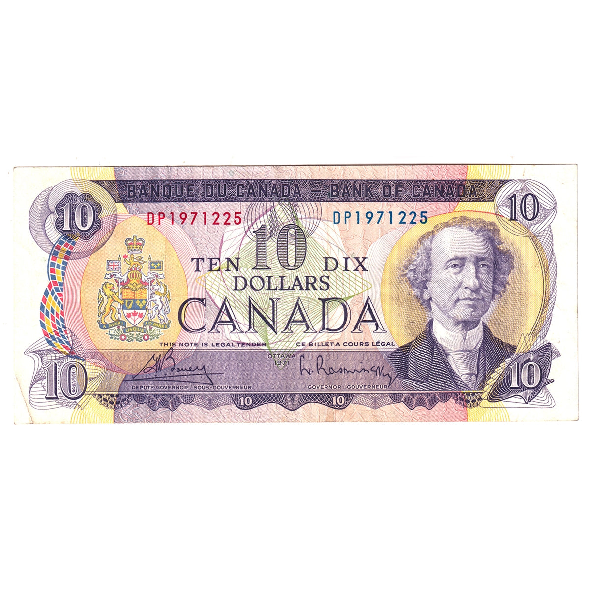 BC-49b 1971 Canada $10 Bouey-Rasminsky, DP, CIRC