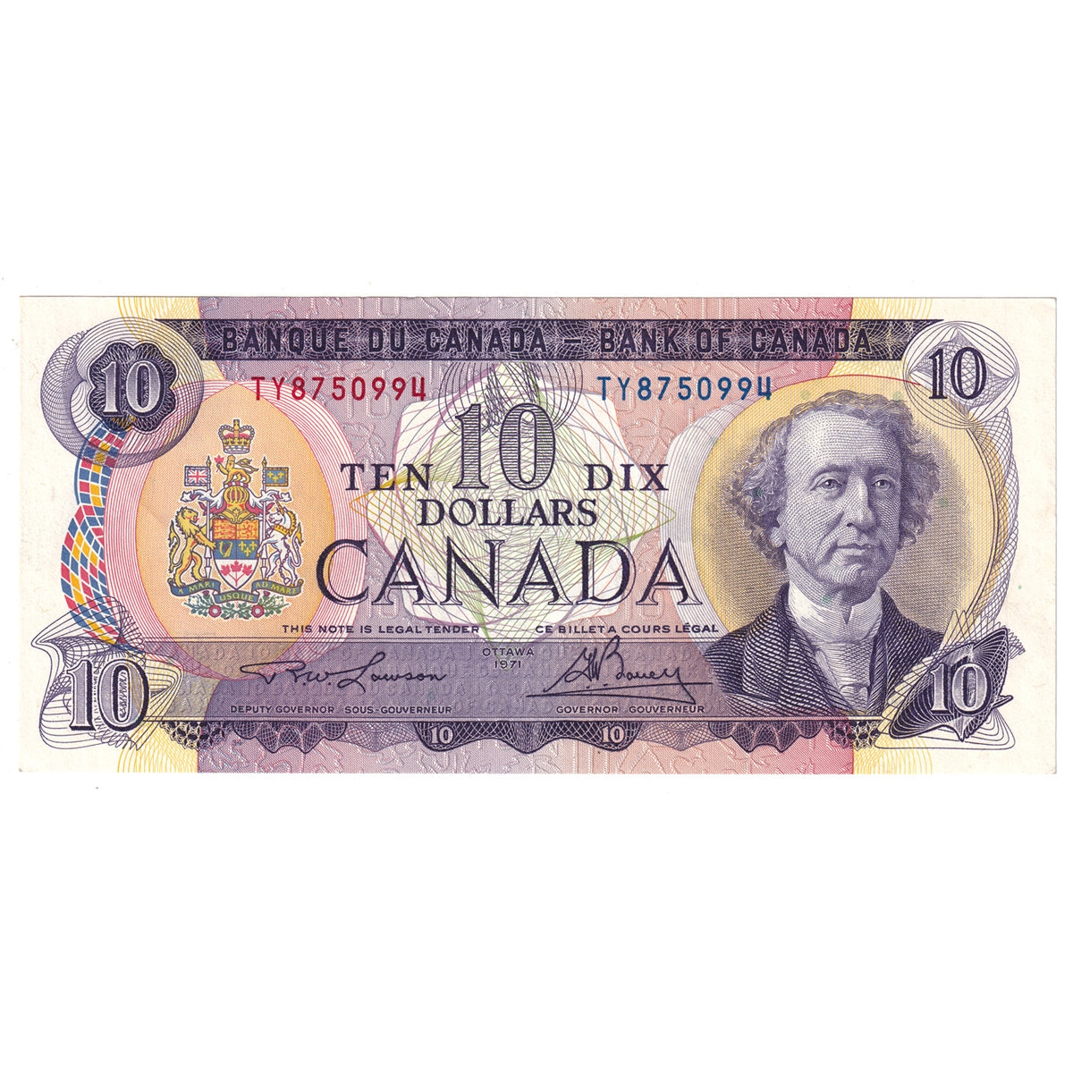 BC-49c 1971 Canada $10 Lawson-Bouey, TY, AU-UNC (AU55)