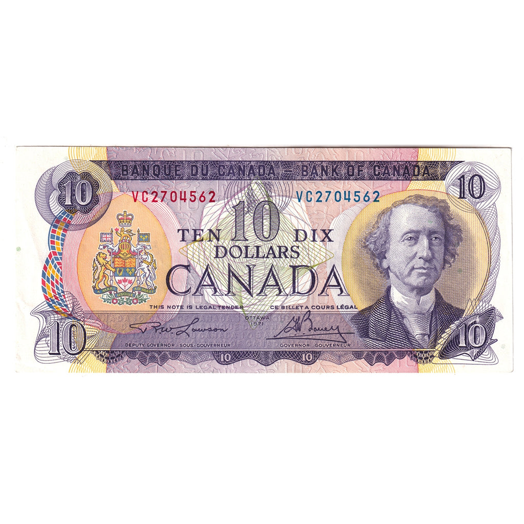 BC-49c 1971 Canada $10 Lawson-Bouey, VC, Almost Uncirculated (AU50)