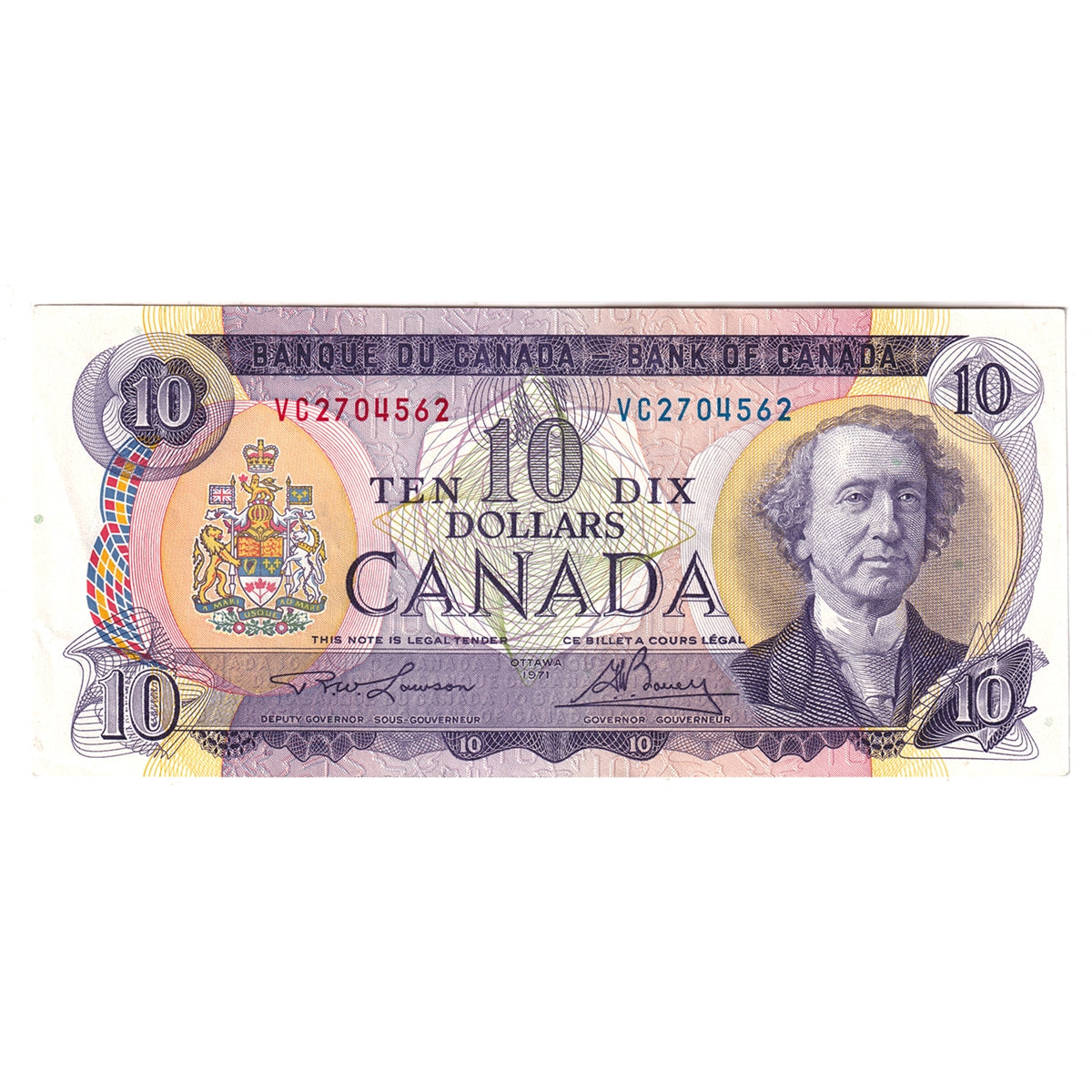 BC-49c 1971 Canada $10 Lawson-Bouey, VC, Almost Uncirculated (AU50)