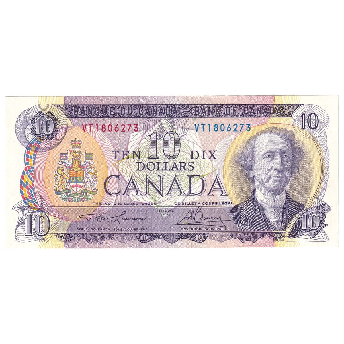 BC-49c 1971 Canada $10 Lawson-Bouey, VT, AU-UNC (AU55)