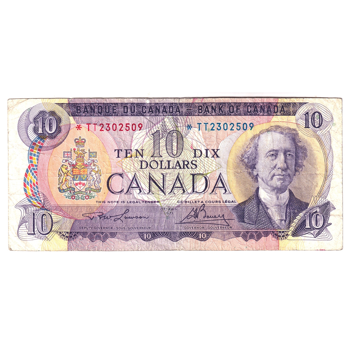 BC-49cA 1971 Canada $10 Lawson-Bouey, *TT, CIRC
