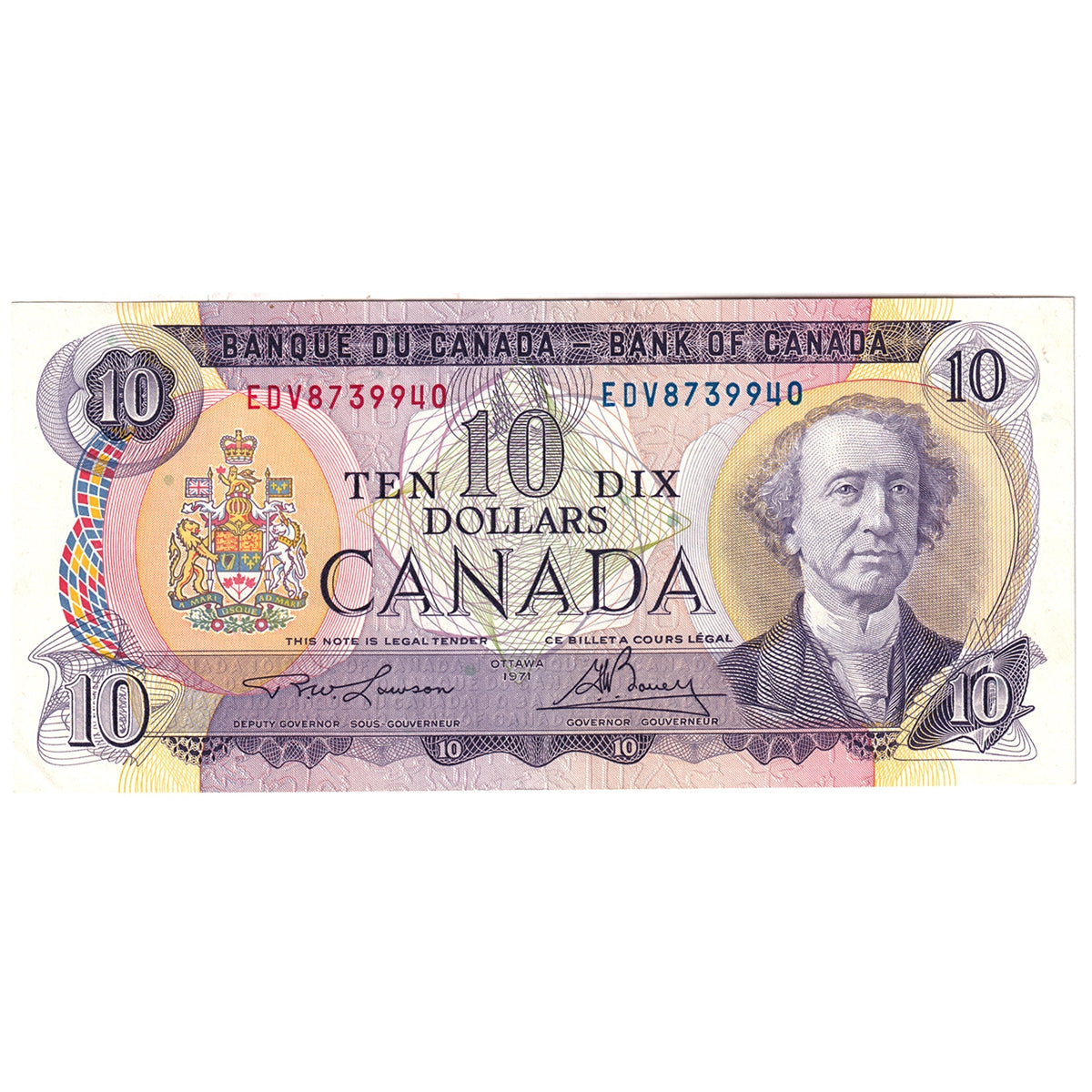 BC-49c-i 1971 Canada $10 Lawson-Bouey, EDV, EF-AU (EF45)