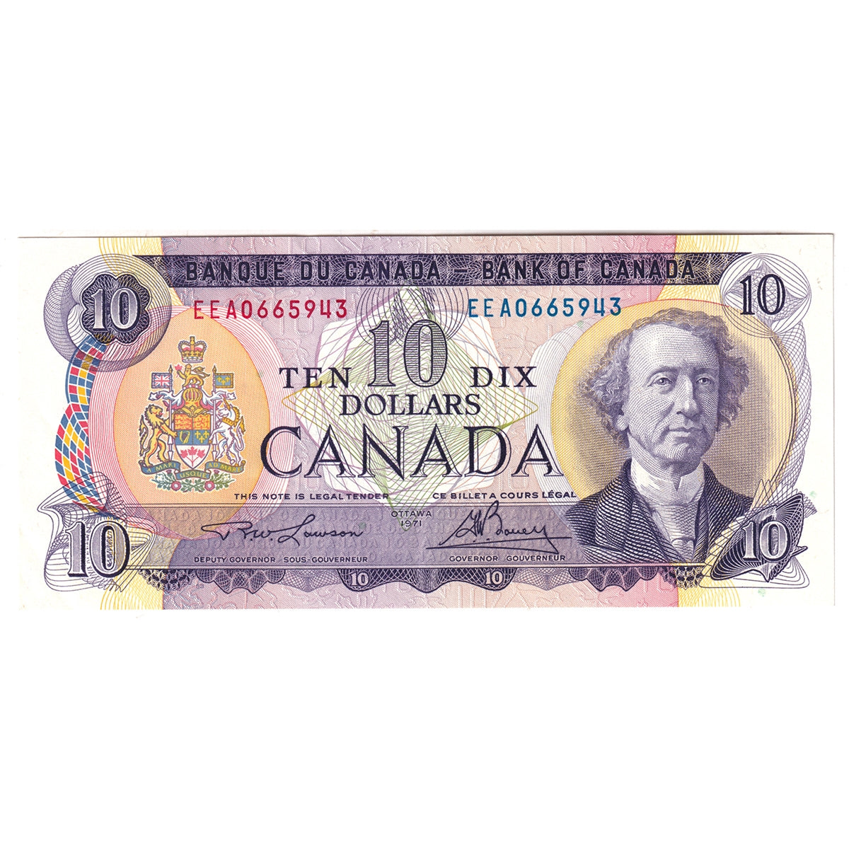 BC-49c-i 1971 Canada $10 Lawson-Bouey, EEA, CIRC