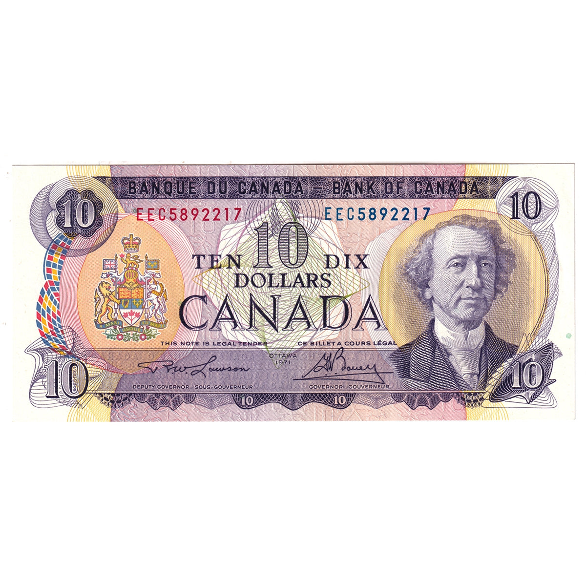 BC-49c-i 1971 Canada $10 Lawson-Bouey, EEC, AU-UNC (AU55)