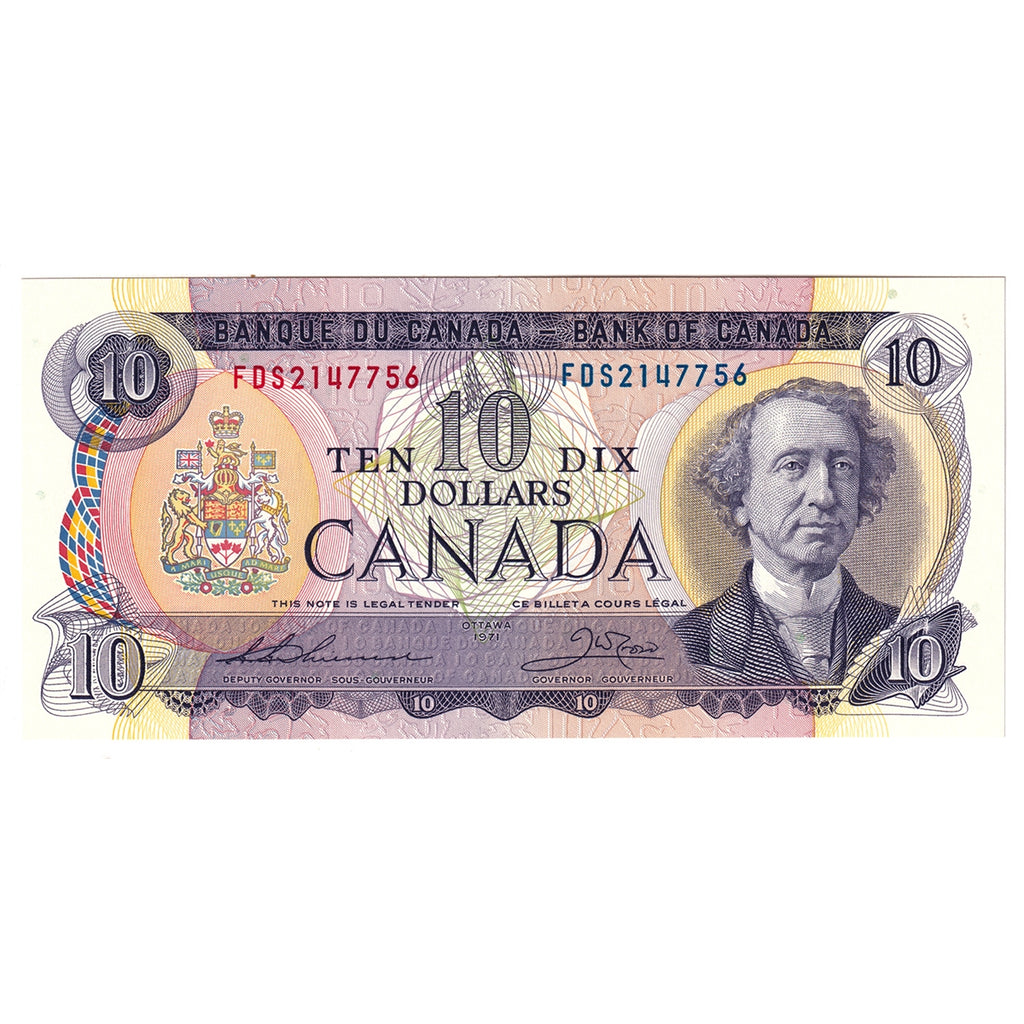 BC-49e 1971 Canada $10 Thiessen-Crow, FDS, Choice Uncirculated (CUNC63)
