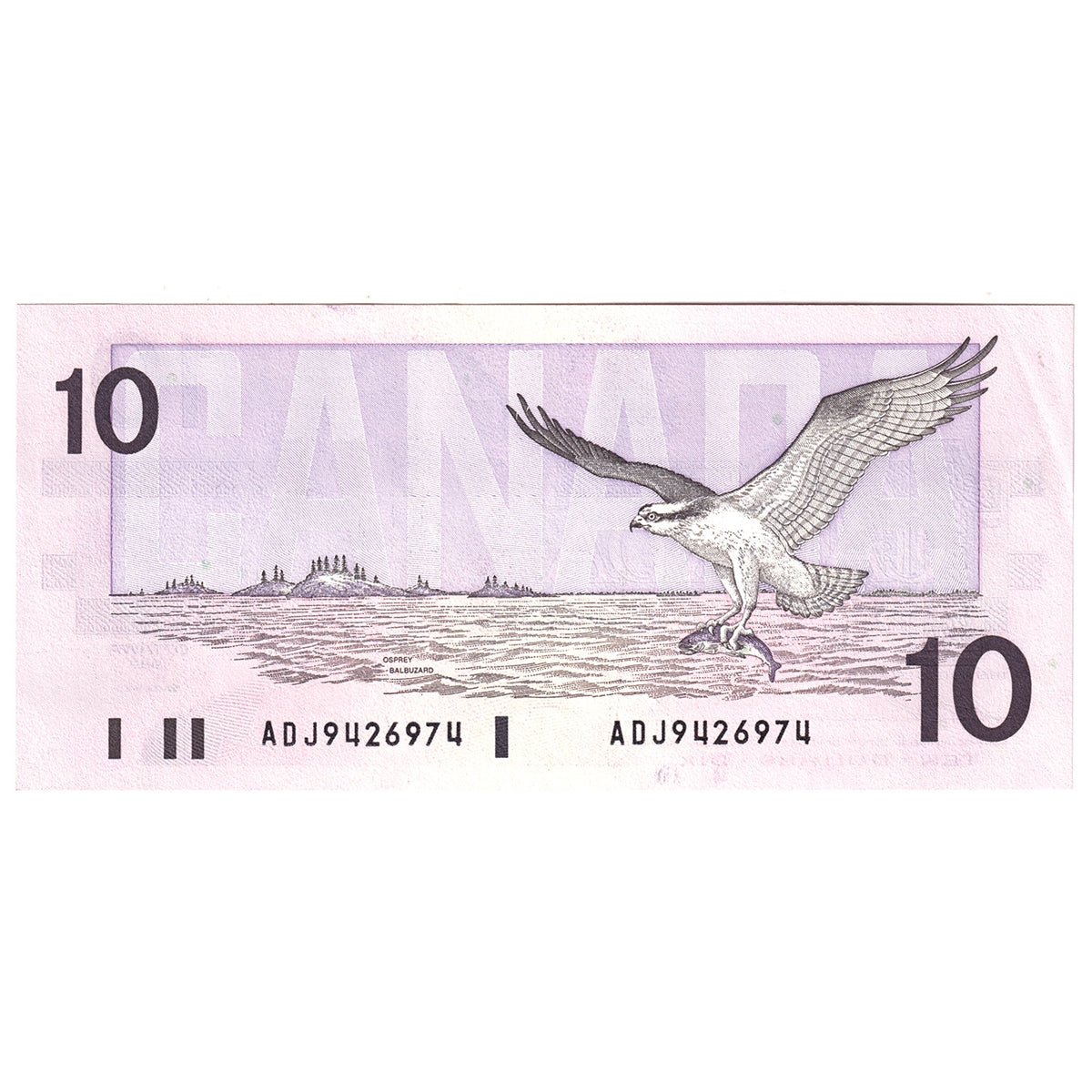 BC-57a 1989 Canada $10 Thiessen-Crow, ADJ, Almost Uncirculated (AU50)