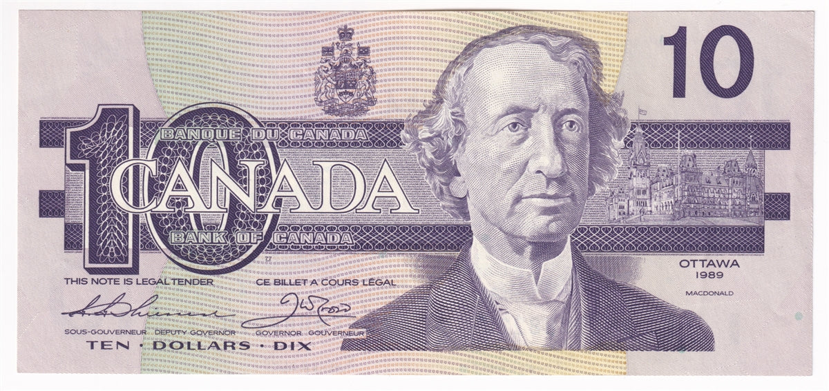 BC-57a 1989 Canada $10 Thiessen-Crow, AEE, AU-UNC (AU55)