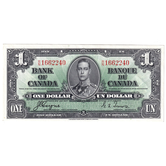 BC-21d 1937 Canada $1 Coyne-Towers, R/N, AU-UNC