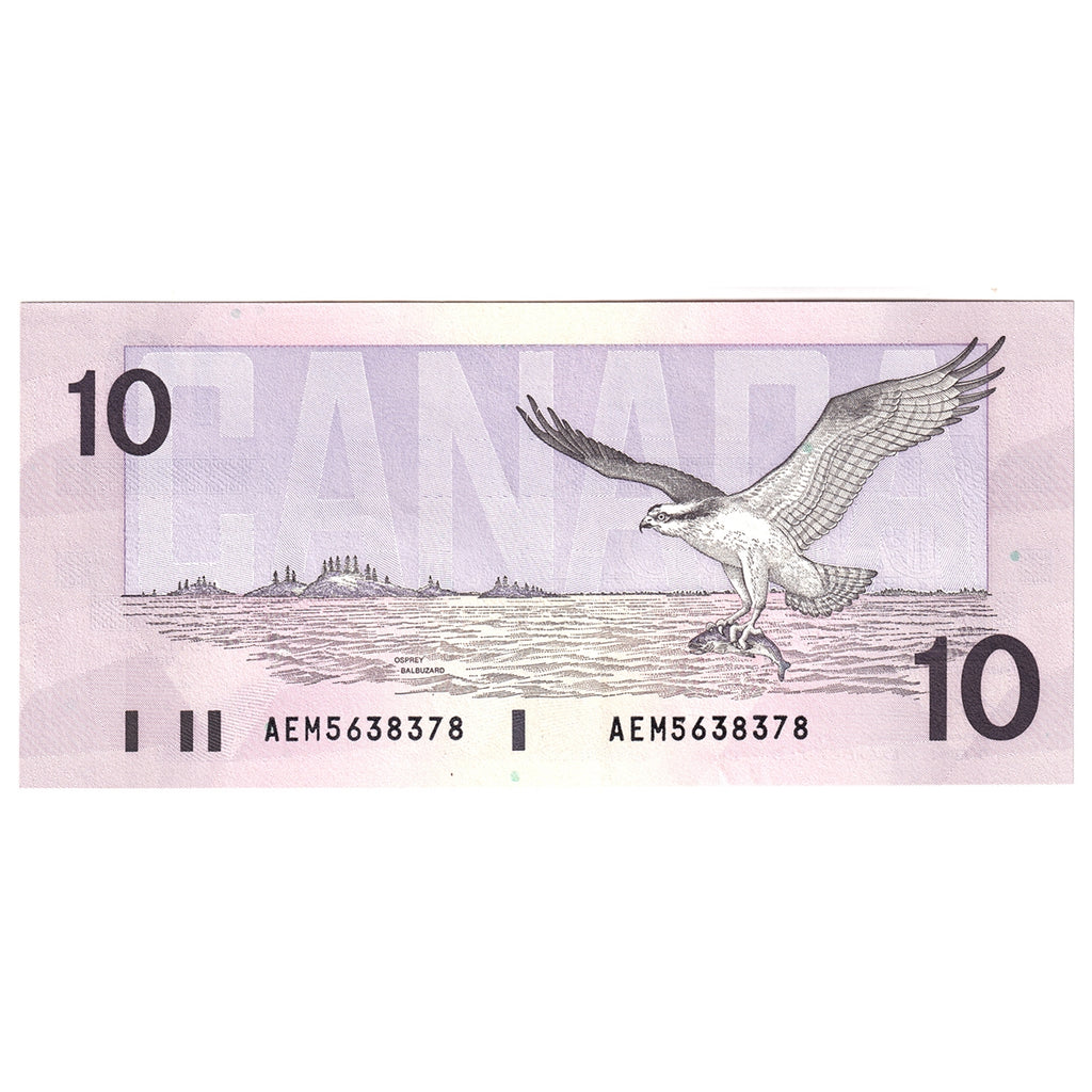 BC-57a 1989 Canada $10 Thiessen-Crow, AEM, Almost Uncirculated (AU50)