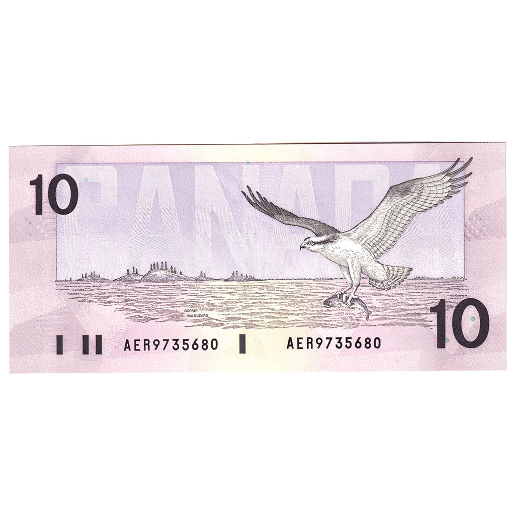 BC-57a 1989 Canada $10 Thiessen-Crow, AER, Almost Uncirculated (AU50)
