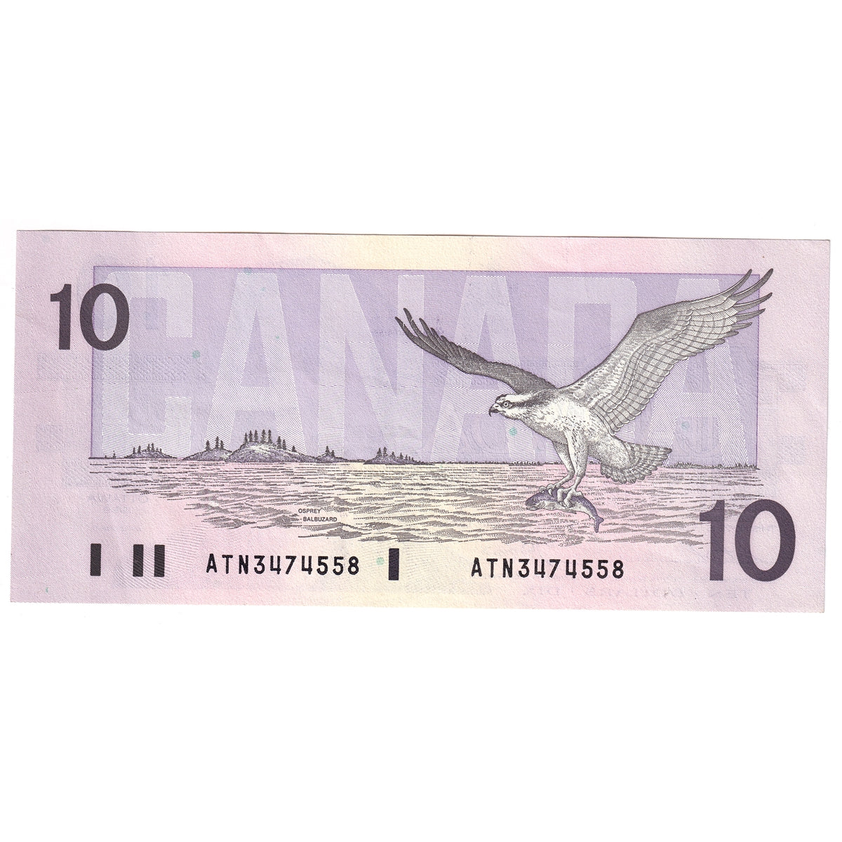 BC-57a 1989 Canada $10 Thiessen-Crow, ATN, Almost Uncirculated (AU50)