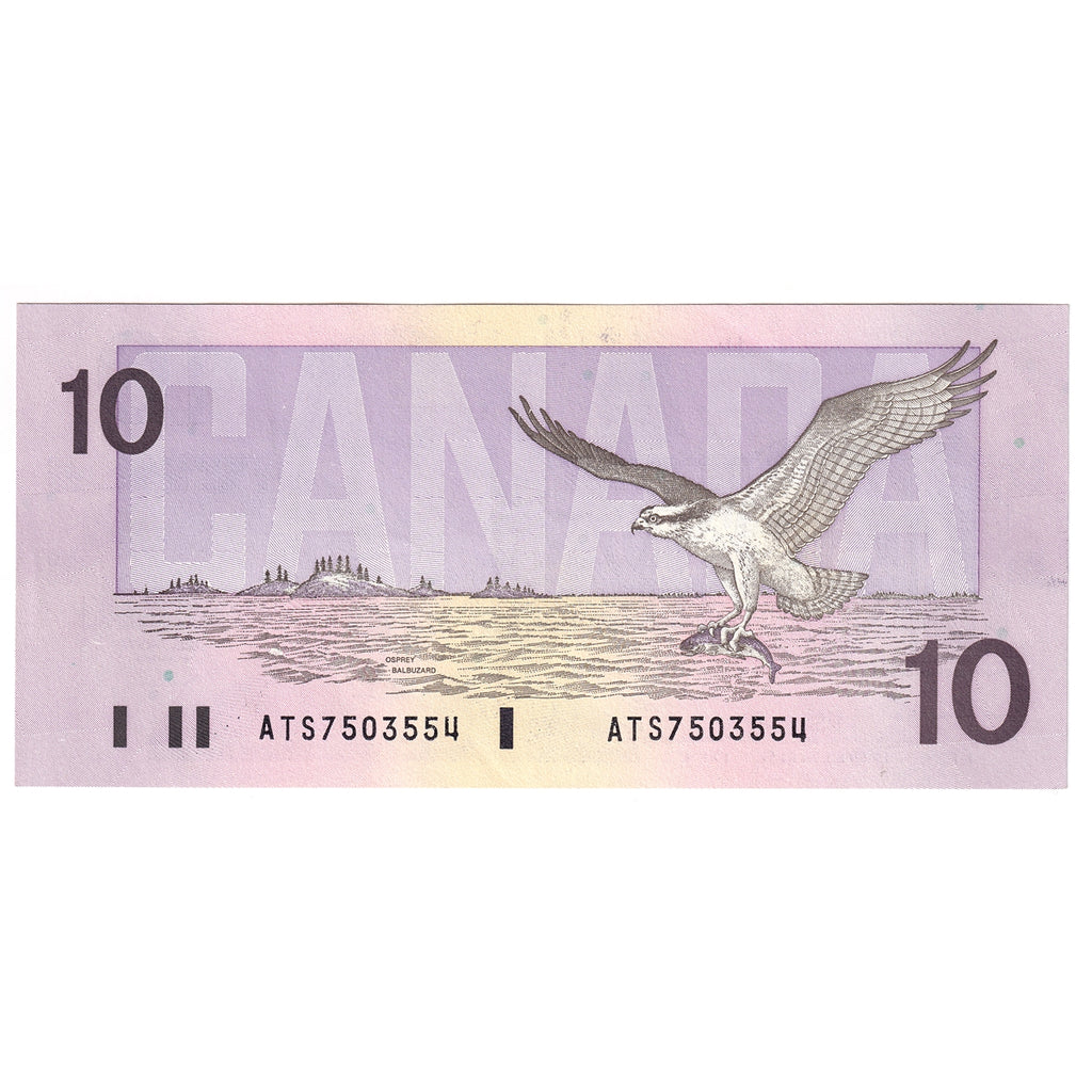 BC-57a 1989 Canada $10 Thiessen-Crow, ATS, Almost Uncirculated (AU50)