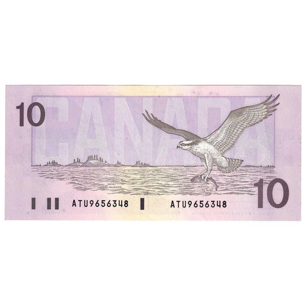 BC-57a 1989 Canada $10 Thiessen-Crow, ATU, Almost Uncirculated (AU50)