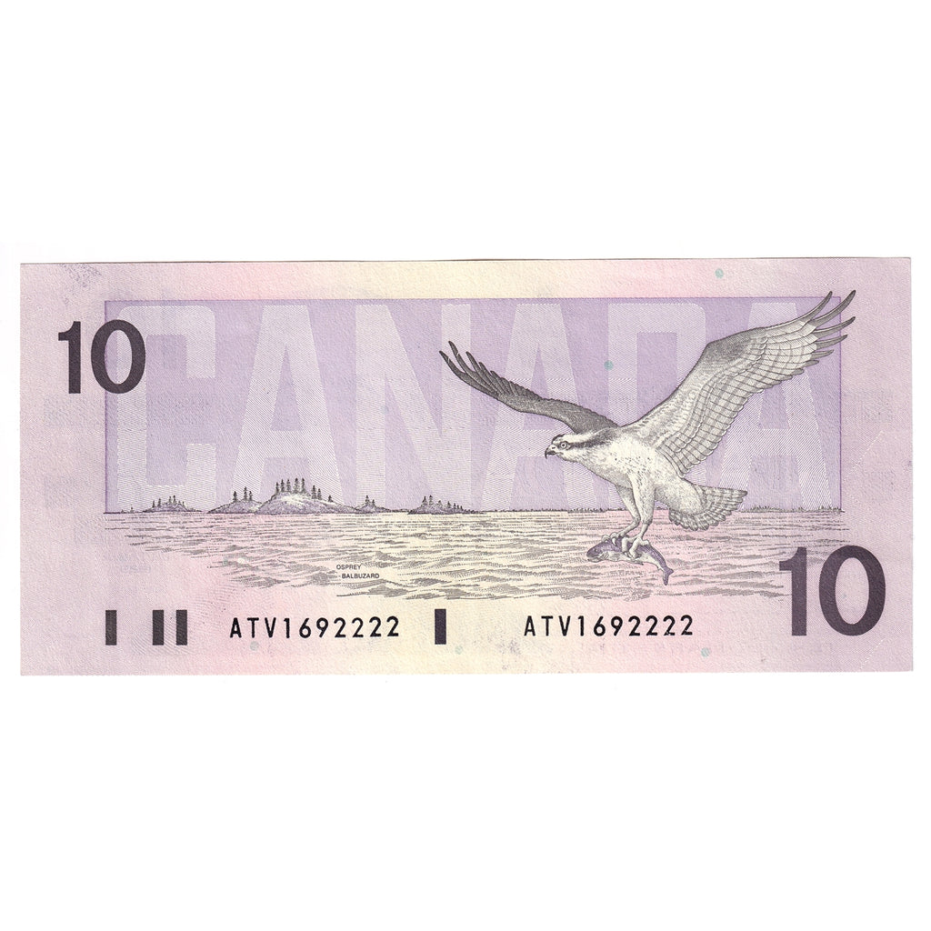 BC-57a 1989 Canada $10 Thiessen-Crow, ATV, Almost Uncirculated (AU50)