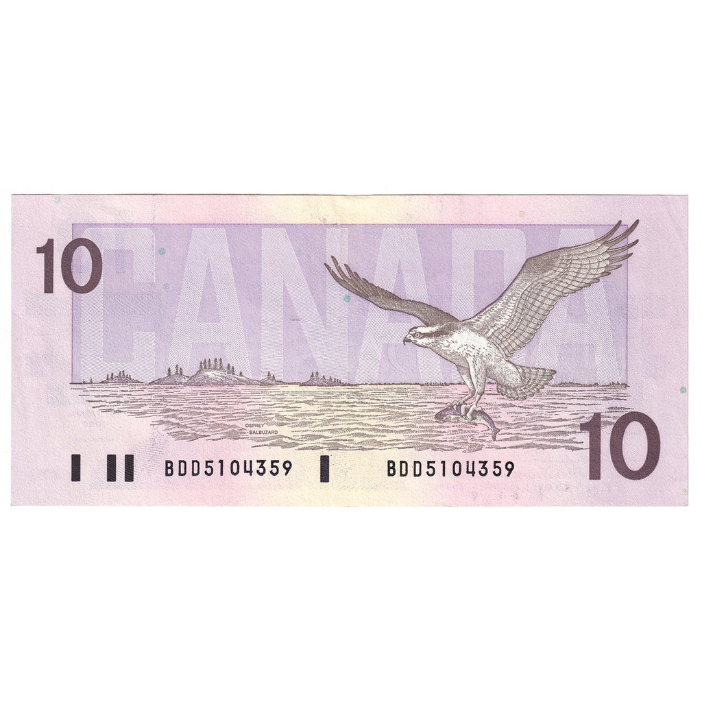 BC-57a 1989 Canada $10 Thiessen-Crow, BDD, Almost Uncirculated (AU50)