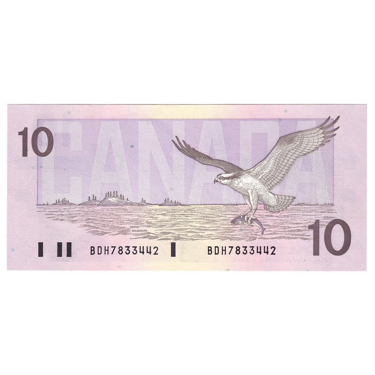 BC-57b 1989 Canada $10 Bonin-Thiessen, BDH, Uncirculated (MS60)