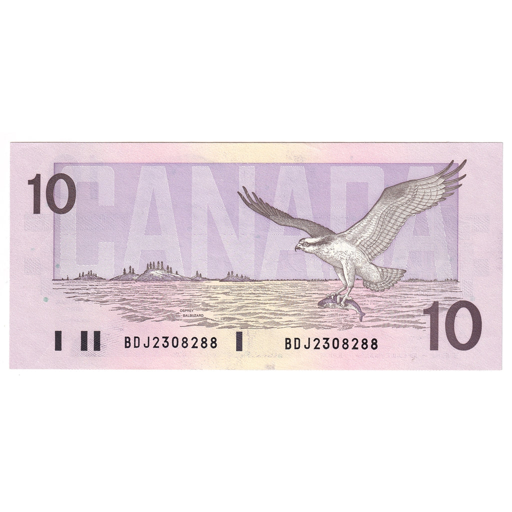 BC-57b 1989 Canada $10 Bonin-Thiessen, BDJ, AU-UNC (AU55)