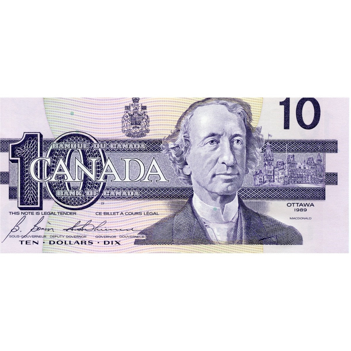 BC-57b 1989 Canada $10 Bonin-Thiessen, BDS, Uncirculated (MS60)