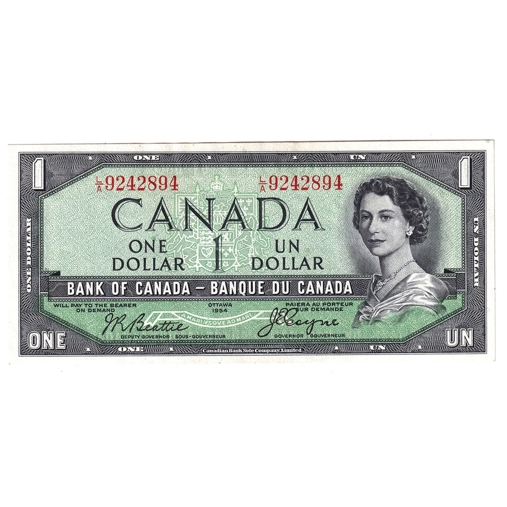 BC-29b 1954 Canada $1 Beattie-Coyne, Devil's Face, L/A, Uncirculated (MS60)